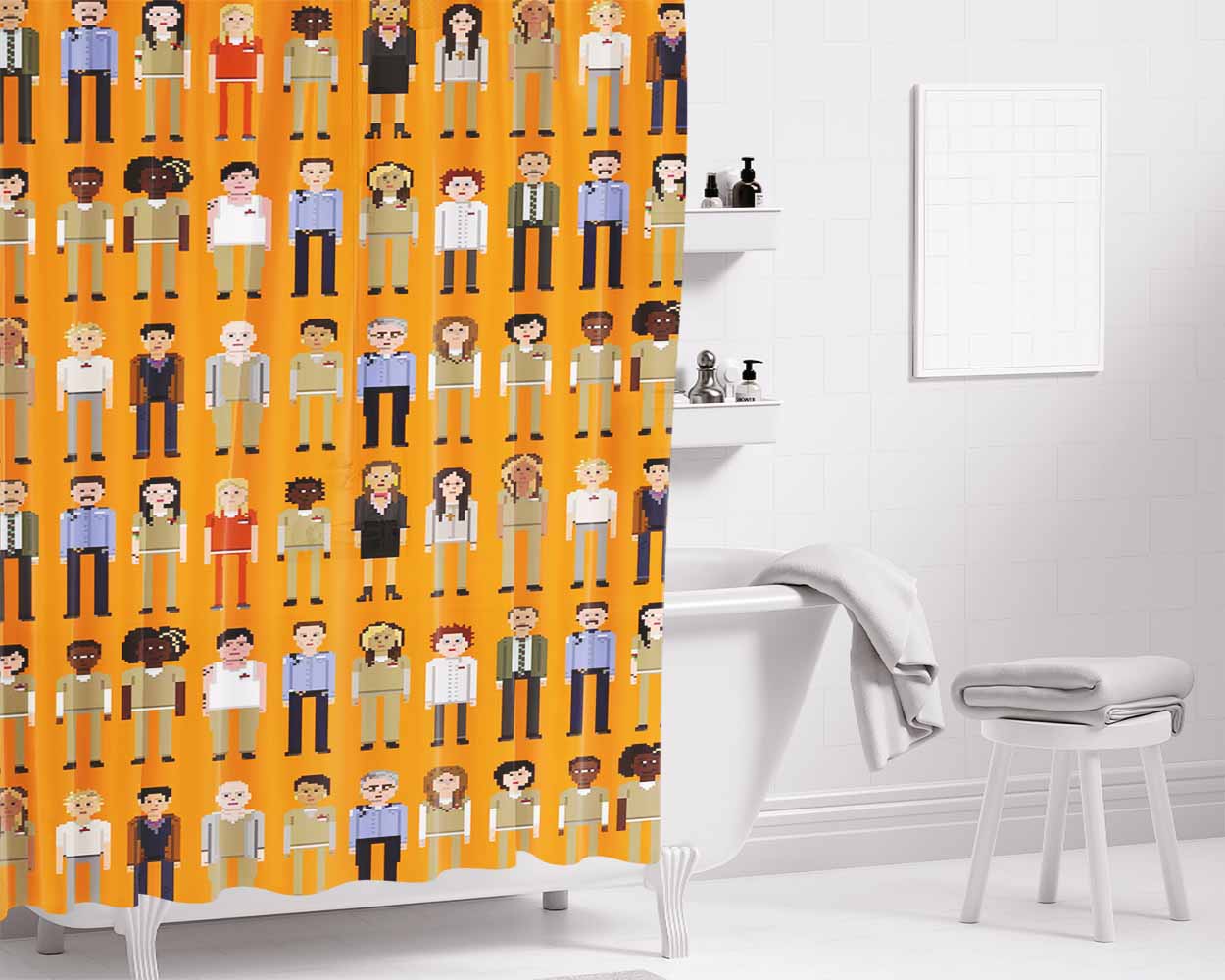 Orange Is The New Black Pattern Bathroom Shower Curtain Fabric Waterproof | 66 X 72 Inch