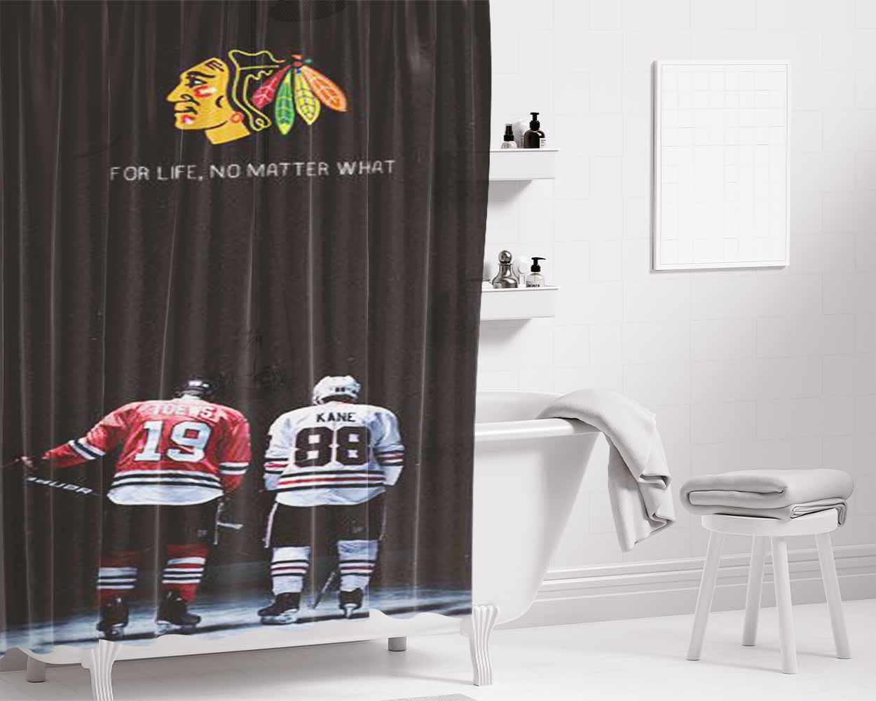 Patrick Kane And Jonathan Toews Players Nhl Bathroom Shower Curtain Fabric Waterproof | 66 X 72 Inch