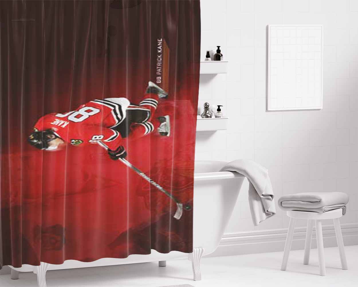 Patrick Kane Red Wallpaper Bathroom Shower Curtain Fabric Waterproof | 66 X 72 Inch