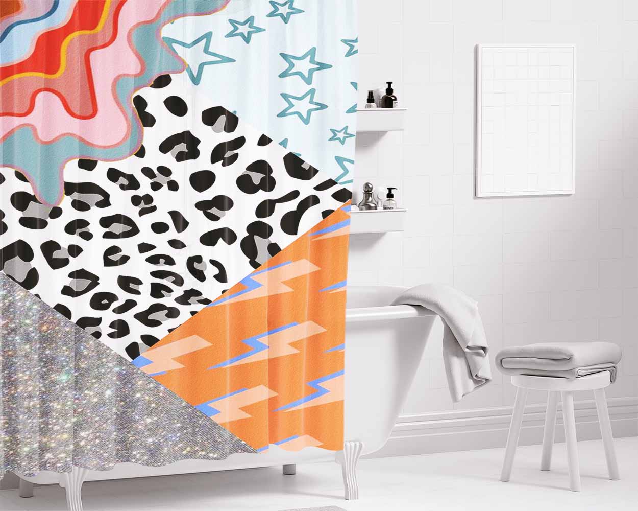 Pattern Art Bathroom Shower Curtain Fabric Waterproof | 66 X 72 Inch