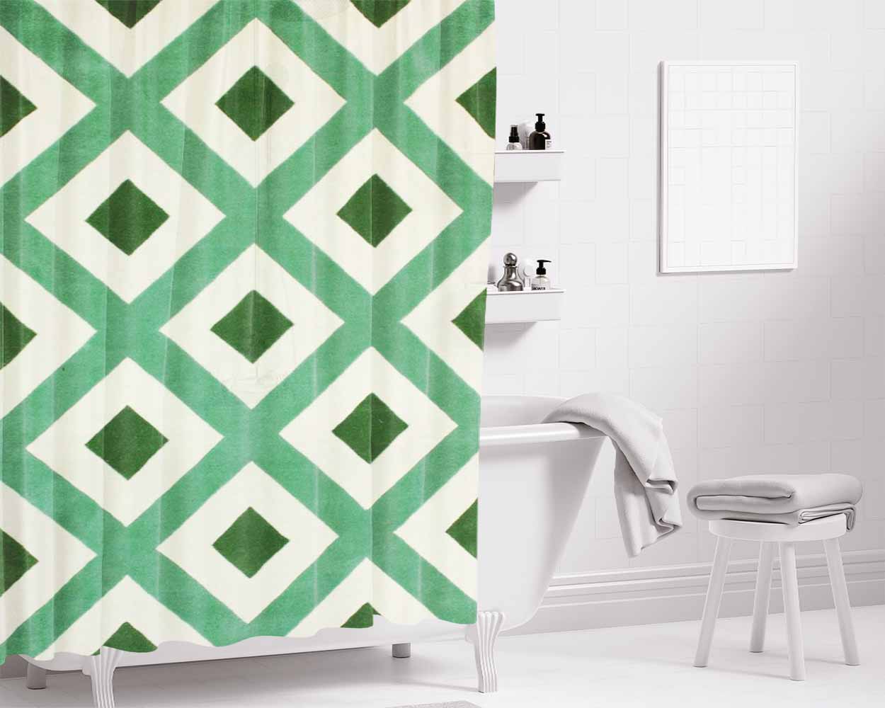 Pattern Bali Bathroom Shower Curtain Fabric Waterproof | 66 X 72 Inch
