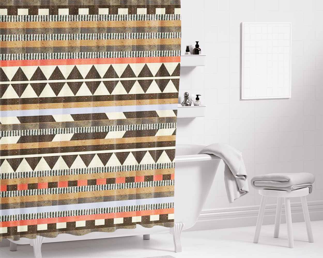 Pattern Brown Cas Mind Bathroom Shower Curtain Fabric Waterproof | 66 X 72 Inch