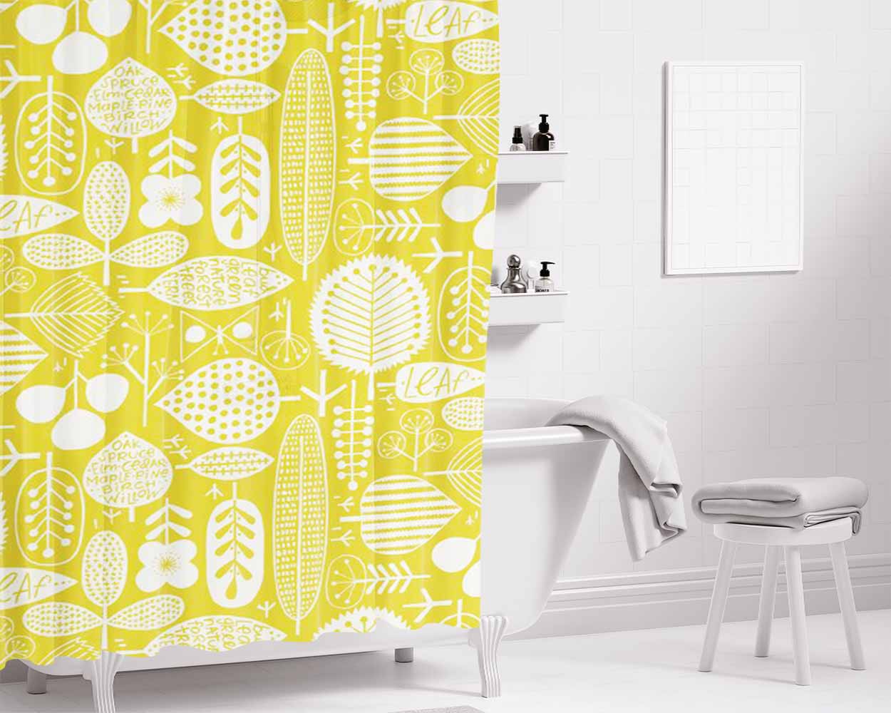 Pattern Gold Slow Bathroom Shower Curtain Fabric Waterproof | 66 X 72 Inch