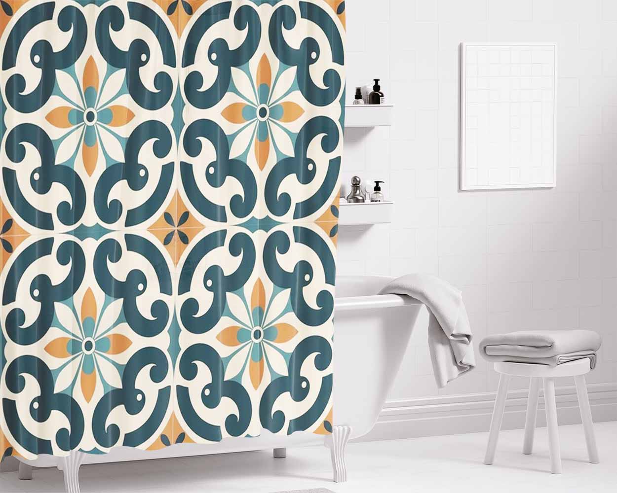 Pattern With The Word Foliate Bathroom Shower Curtain Fabric Waterproof | 66 X 72 Inch