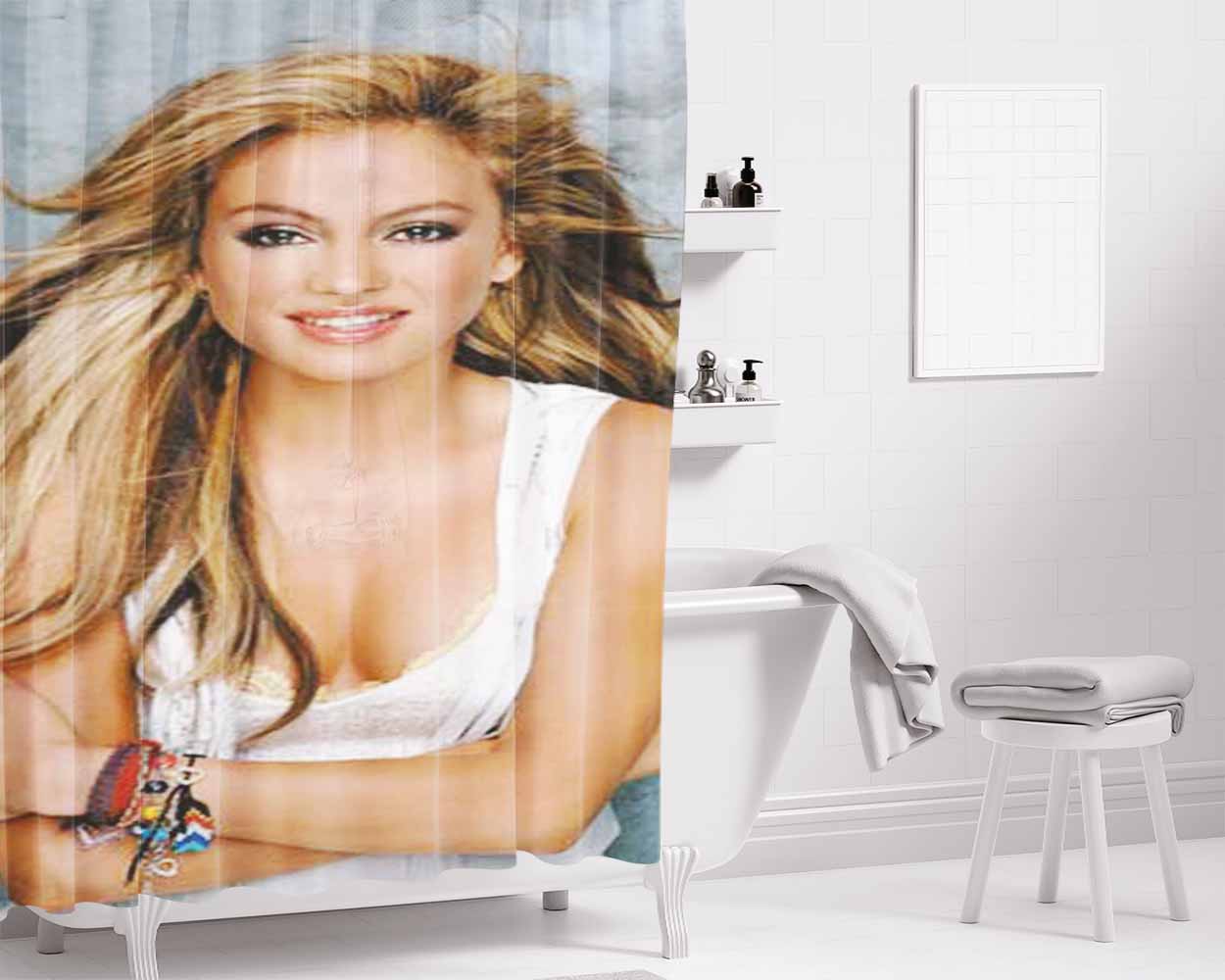 Paulina Rubio Arms Folded Bathroom Shower Curtain Fabric Waterproof | 66 X 72 Inch