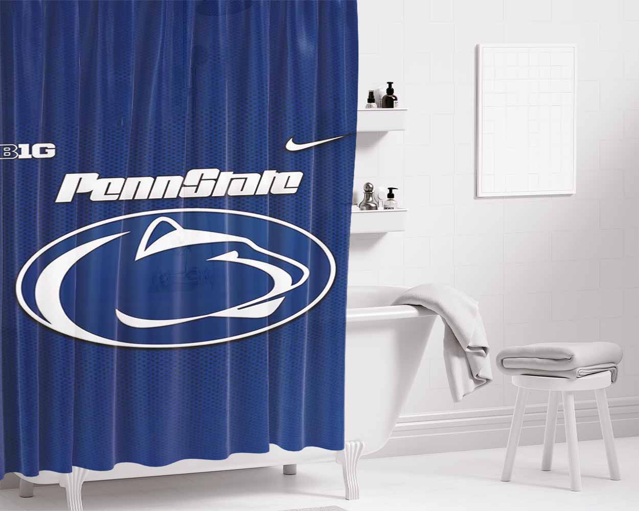 Penn State Jersey Bathroom Shower Curtain Fabric Waterproof | 66 X 72 Inch