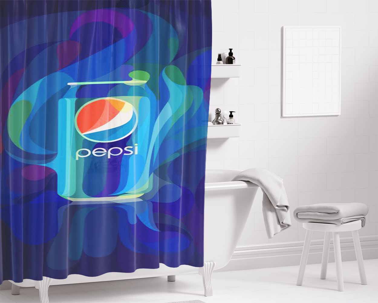 Pepsi Animated Bathroom Shower Curtain Fabric Waterproof | 66 X 72 Inch