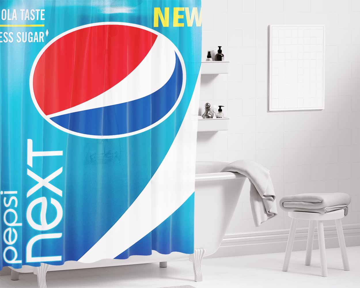 Pepsi Co Bathroom Shower Curtain Fabric Waterproof | 66 X 72 Inch