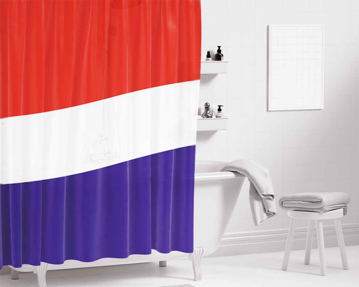 Pepsi Color Bathroom Shower Curtain Fabric Waterproof | 66 X 72 Inch