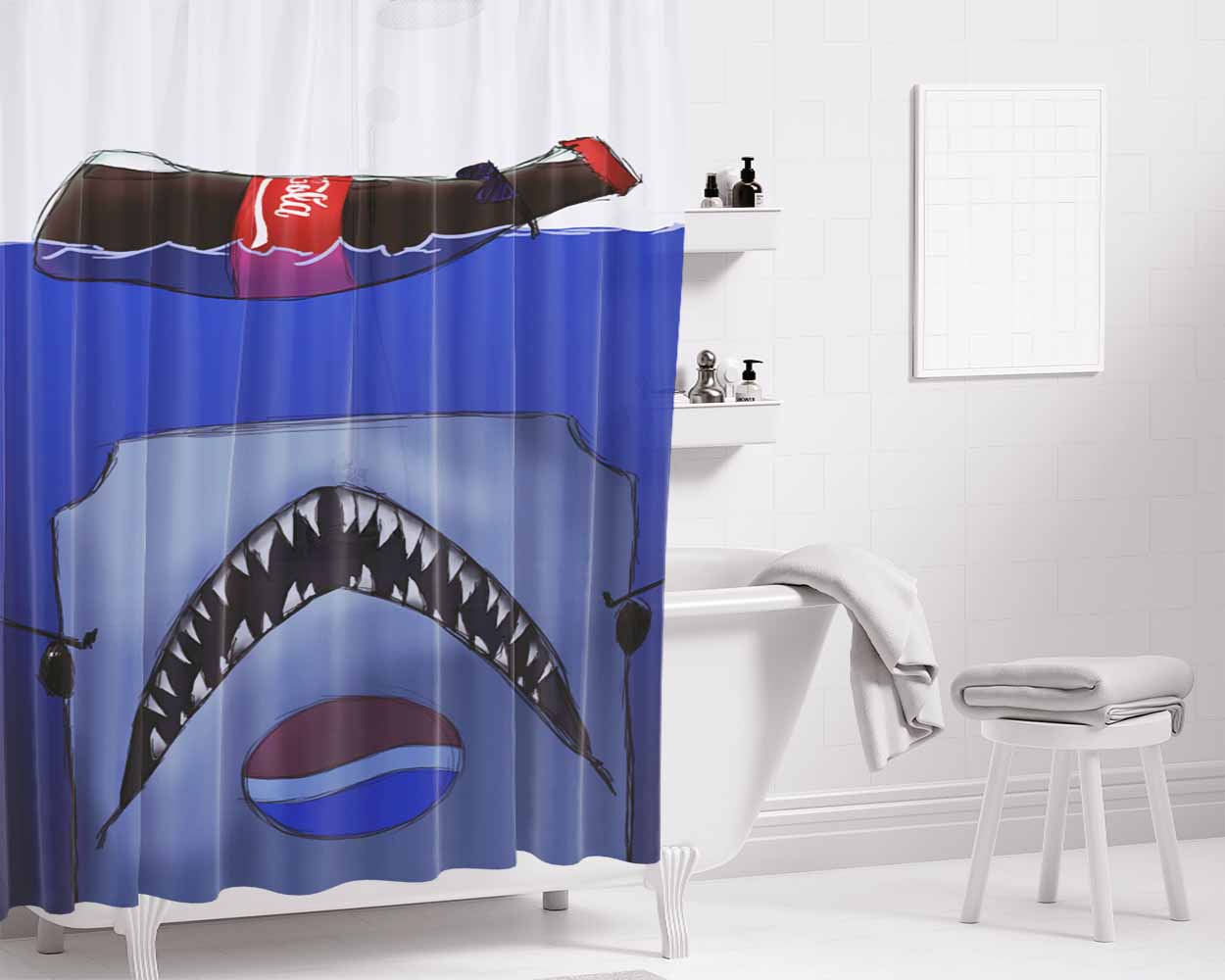 Pepsi X Coca Cola Bathroom Shower Curtain Fabric Waterproof | 66 X 72 Inch