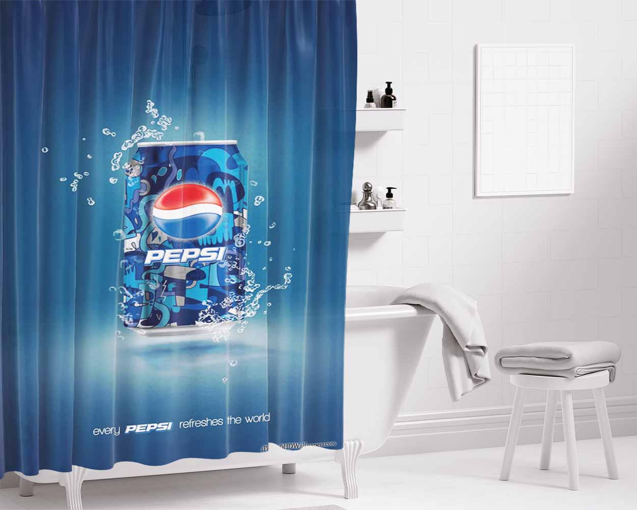 Pepsi Bathroom Shower Curtain Fabric Waterproof | 66 X 72 Inch
