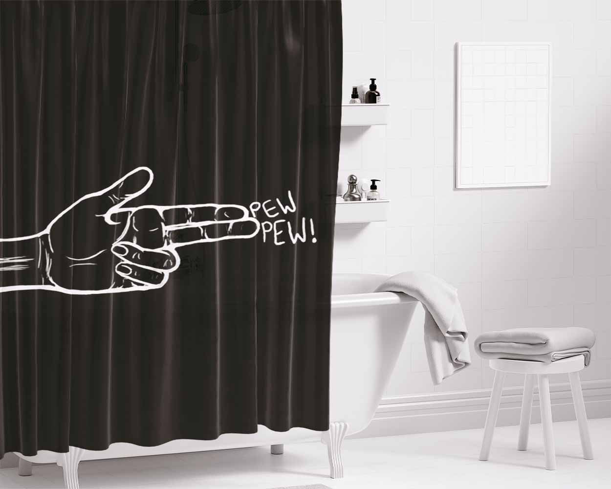 Pew Pew Bathroom Shower Curtain Fabric Waterproof | 66 X 72 Inch