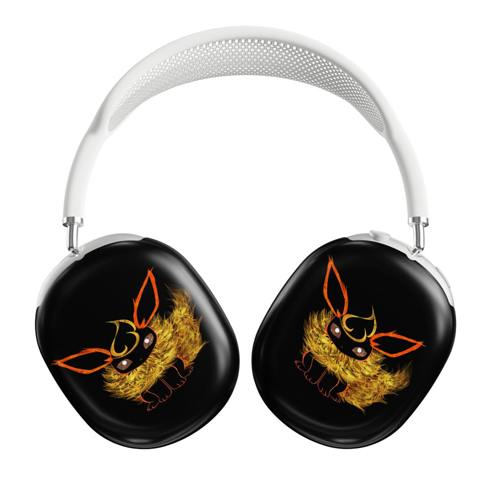 Flareon Eevee Pokemon Line Art On Black Airpods Max Tough Case