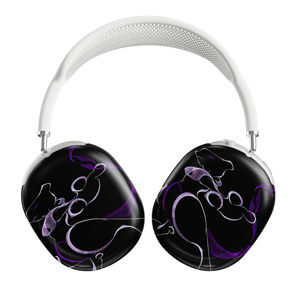 Mewtwo Pokemon Line Art On Black Airpods Max Tough Case