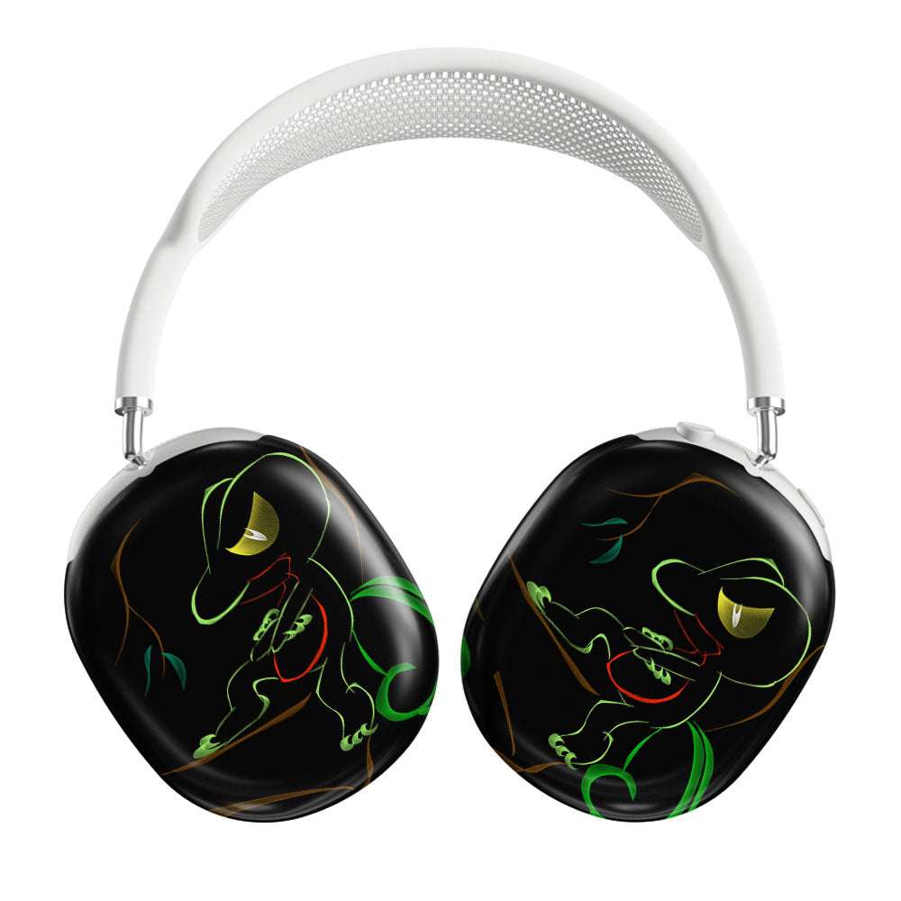 Treecko Mudkip Pokemon Line Art On Black Airpods Max Tough Case