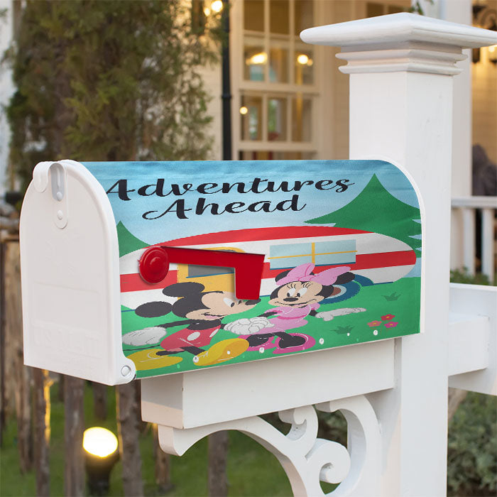 Disney Adventures Ahead Camper Mickey And Minnie Magnetic Mailbox Cover 18" X 21" Outdoor Decor