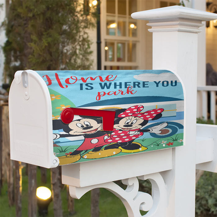 Disney Home Is Where You Park Mickey And Minnie Magnetic Mailbox Cover 18" X 21" Outdoor Decor