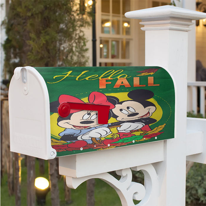 Disney Mickey Minnie Hello Fall Magnetic Mailbox Cover 18" X 21" Outdoor Decor