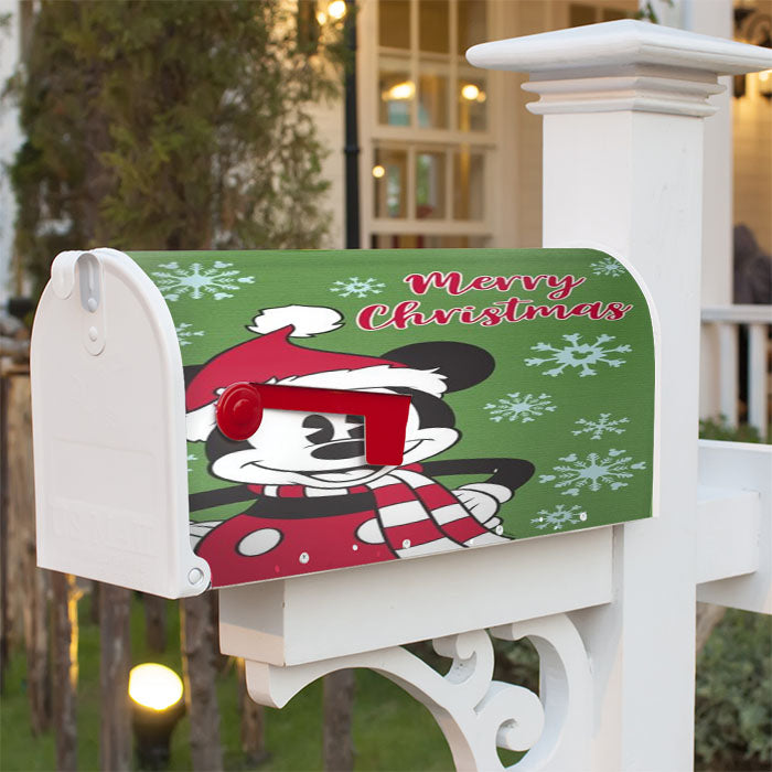 Merry Christmas Mickey Magnetic Mailbox Cover 18" X 21" Outdoor Decor