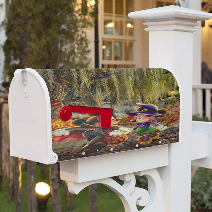 Mickey And Minnie Halloween Fun Magnetic Mailbox Cover 18" X 21" Outdoor Decor