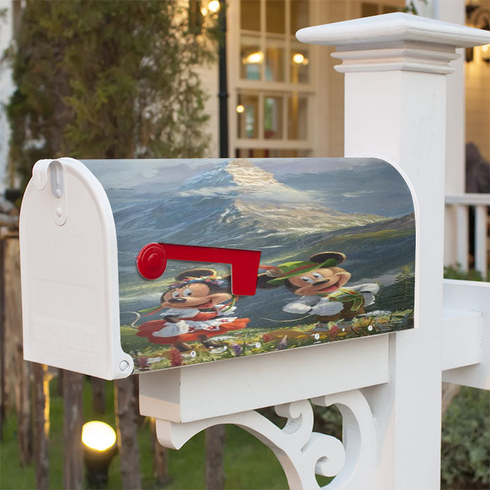 Mickey And Minnie In The Alps Magnetic Mailbox Cover 18" X 21" Outdoor Decor