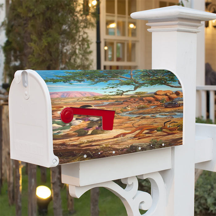 Mickey And Minnie In The Outback Magnetic Mailbox Cover 18" X 21" Outdoor Decor