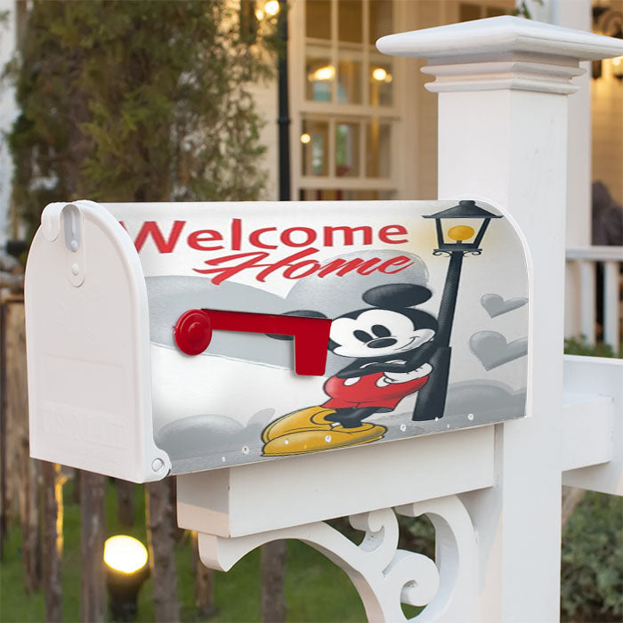 Mickey Love Welcome Home Lamppost Magnetic Mailbox Cover 18" X 21" Outdoor Decor