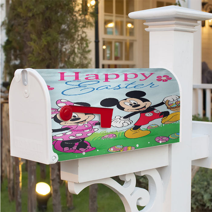 Mickey Mouse And Minnie Mouse Happy Easter Magnetic Mailbox Cover 18" X 21" Outdoor Decor