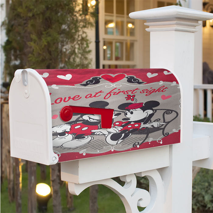 Mickey Mouse And Minnie Mouse Valentines Day Magnetic Mailbox Cover 18" X 21" Outdoor Decor