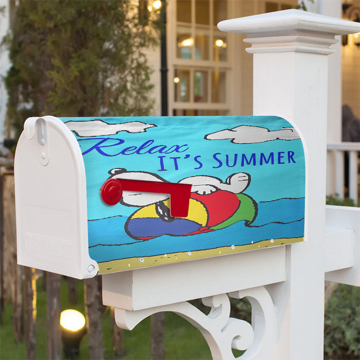 Peanuts Relax It'S Summer Snoopy Magnetic Mailbox Cover 18" X 21" Outdoor Decor