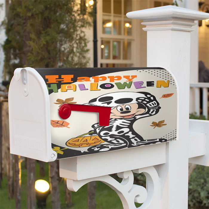 Skeleton Mickey Happy Halloween Magnetic Mailbox Cover 18" X 21" Outdoor Decor