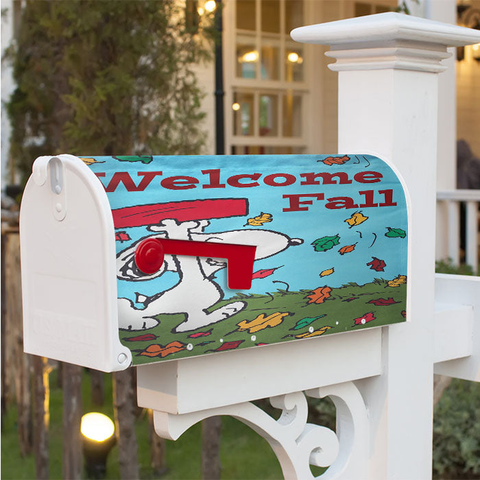 Snoopy Welcome Fall Magnetic Mailbox Cover 18" X 21" Outdoor Decor