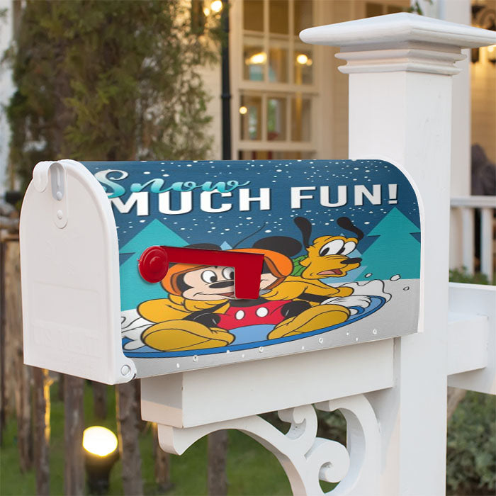 Snow Much Fun Mickey Magnetic Mailbox Cover 18" X 21" Outdoor Decor