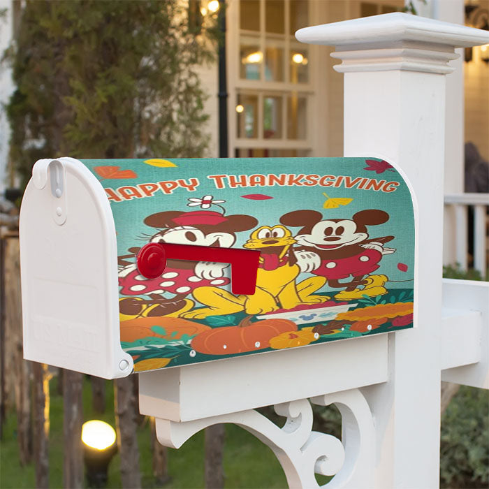 Thanksgiving Feast Mickey And Minnie Magnetic Mailbox Cover 18" X 21" Outdoor Decor