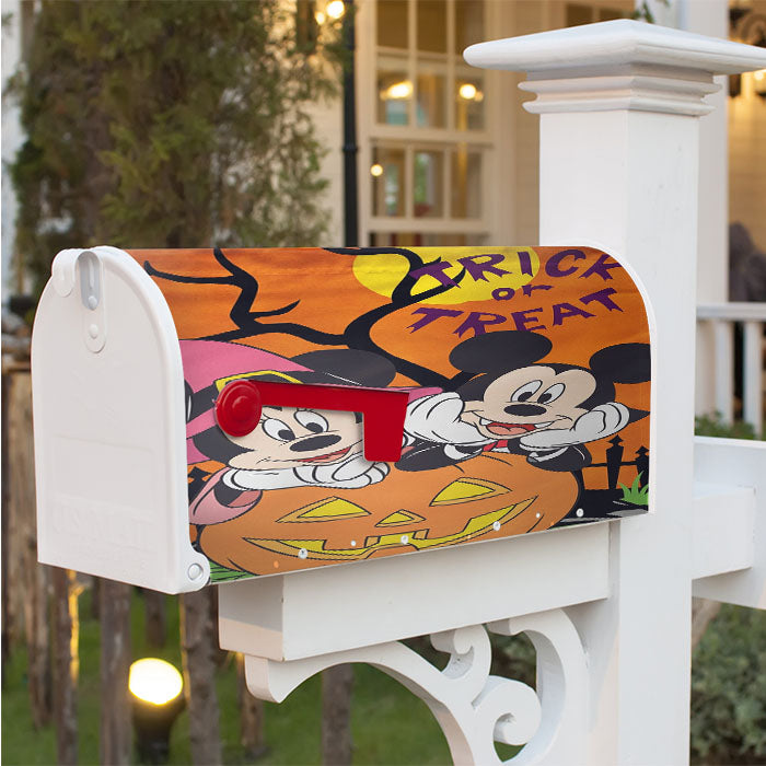 Trick Or Treat Mickey And Minnie Magnetic Mailbox Cover 18" X 21" Outdoor Decor