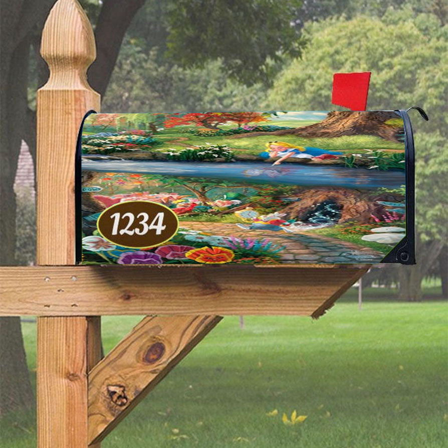 Alice In Wonderland Magnetic Mailbox Cover 18" X 21" Outdoor Decor