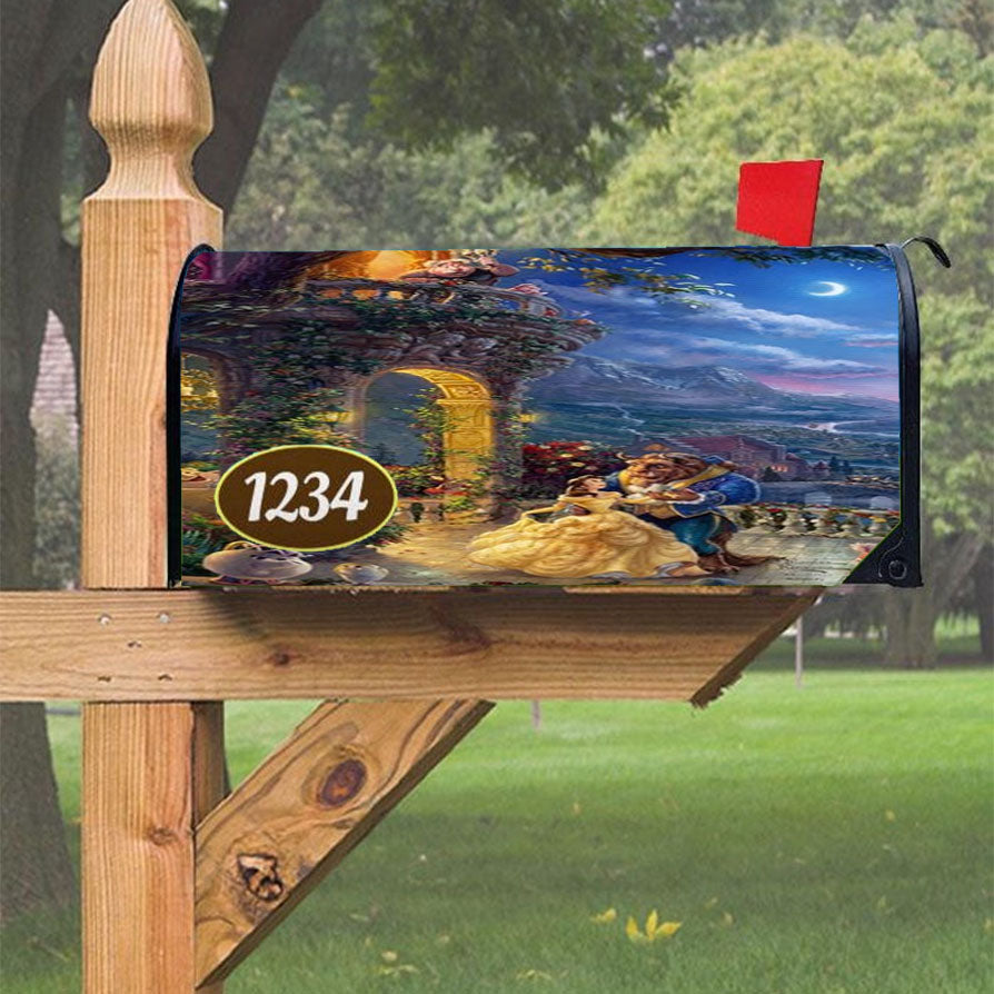 Beauty And The Beast Dancing In The Moonlinght Magnetic Mailbox Cover 18" X 21" Outdoor Decor