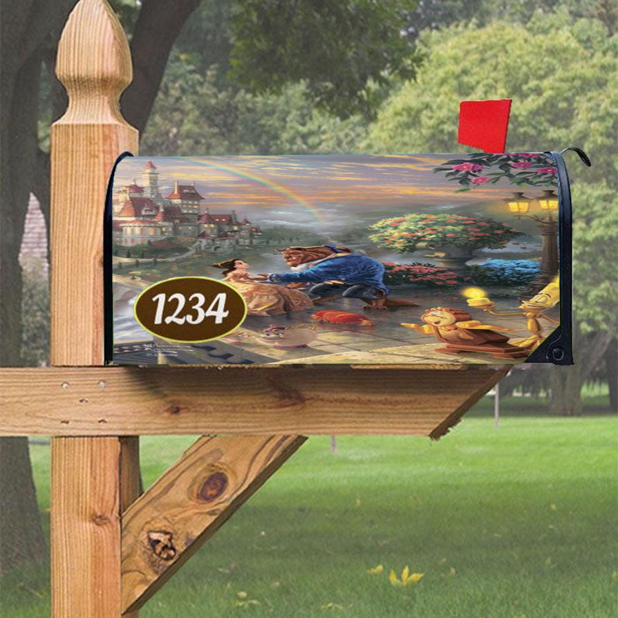 Beauty And The Beast Falling In Love Magnetic Mailbox Cover 18" X 21" Outdoor Decor