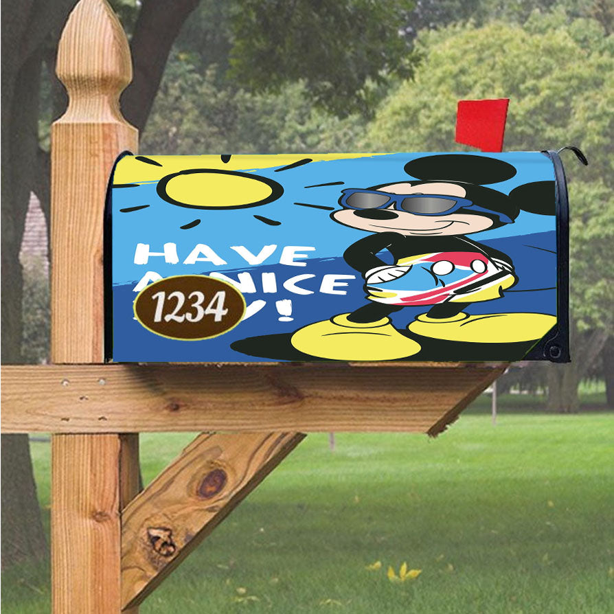 Have A Nice Day Sunny Mickey Magnetic Mailbox Cover 18" X 21" Outdoor Decor