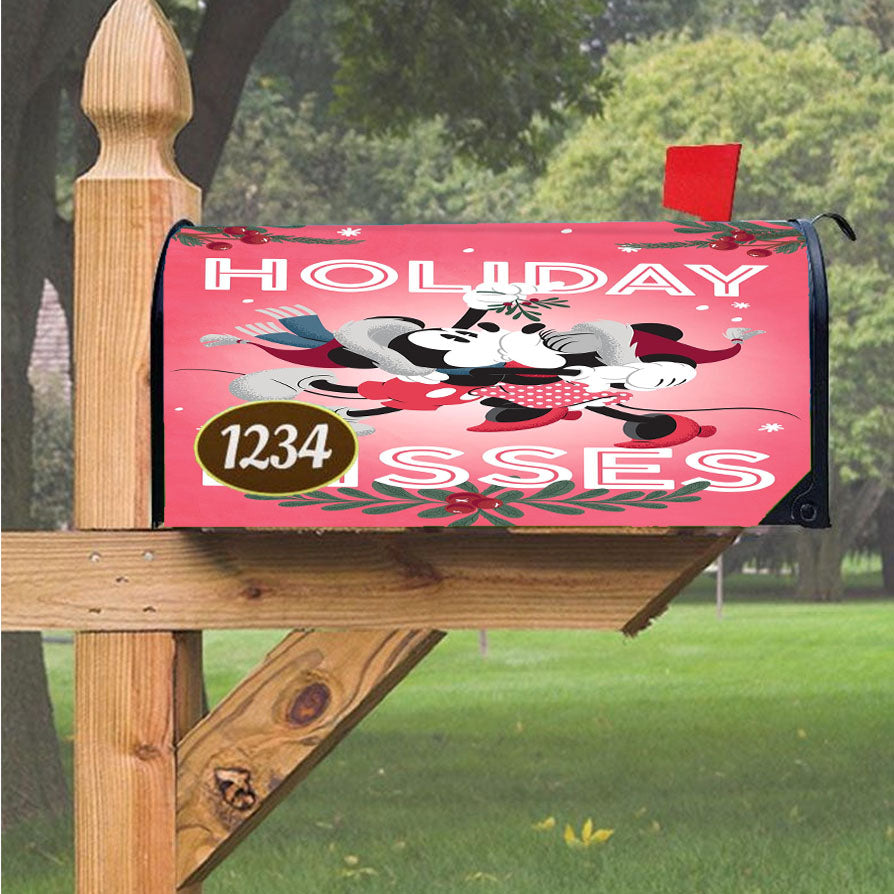 Holiday Kisses Mickey & Minnie Magnetic Mailbox Cover 18" X 21" Outdoor Decor