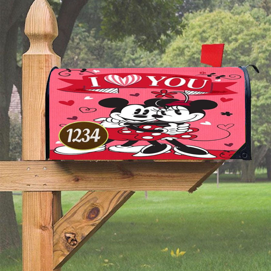 I Love You Mickey & Minnie Magnetic Mailbox Cover 18" X 21" Outdoor Decor