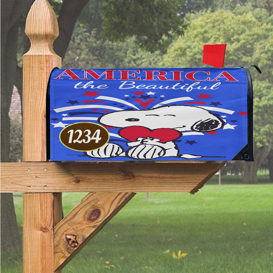 Peanuts America The Beautiful Snoopy Magnetic Mailbox Cover 18" X 21" Outdoor Decor