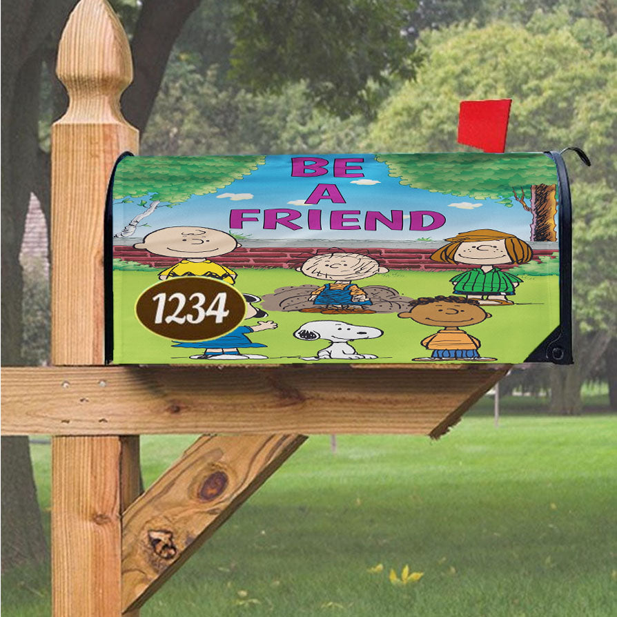 Peanuts Be A Friend Magnetic Mailbox Cover 18" X 21" Outdoor Decor