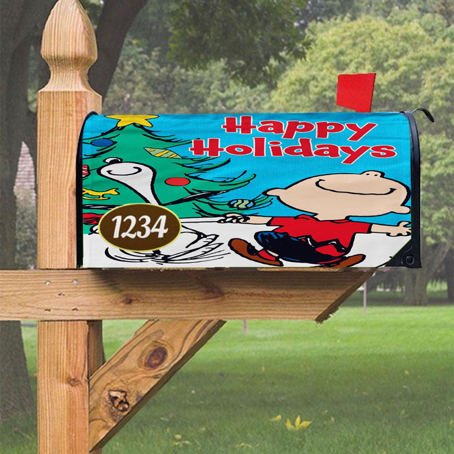 Peanuts Christmas Snoopy And Charlie Brown Magnetic Mailbox Cover 18" X 21" Outdoor Decor