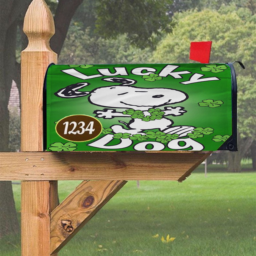 Peanuts Clover Dancing Snoopy Magnetic Mailbox Cover 18" X 21" Outdoor Decor