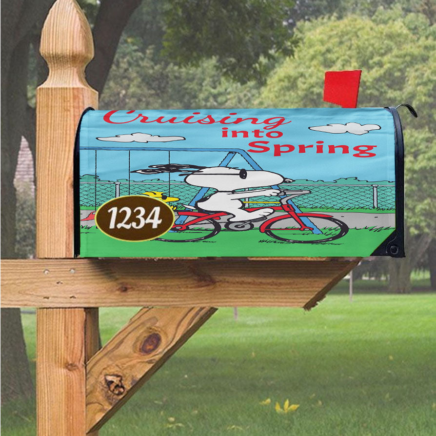 Peanuts Cruising Into Spring Magnetic Mailbox Cover 18" X 21" Outdoor Decor