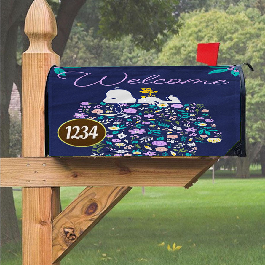 Peanuts Doghouse Of Flowers Snoopy & Woodstock Magnetic Mailbox Cover 18" X 21" Outdoor Decor