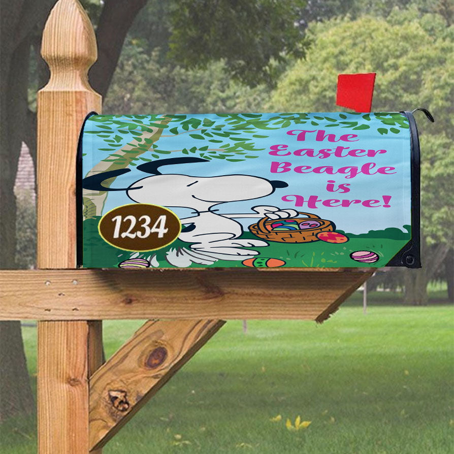 Peanuts Easter Beagle Is Here Snoopy Magnetic Mailbox Cover 18" X 21" Outdoor Decor