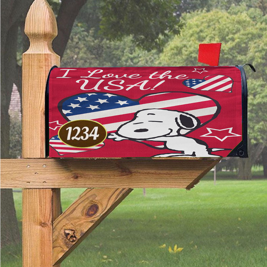 Peanuts I Love The Usa Snoopy Magnetic Mailbox Cover 18" X 21" Outdoor Decor