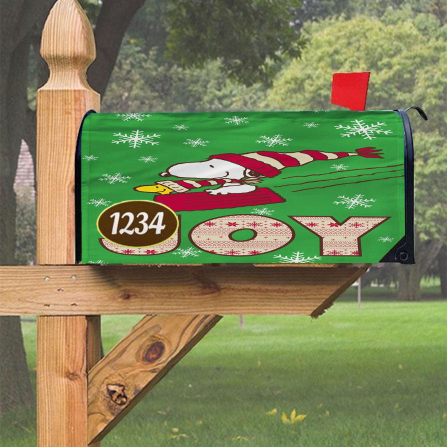 Peanuts Joy Snoopy And Woodstock Christmas Magnetic Mailbox Cover 18" X 21" Outdoor Decor